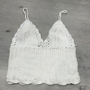 Brandy Melville White Crochet Top